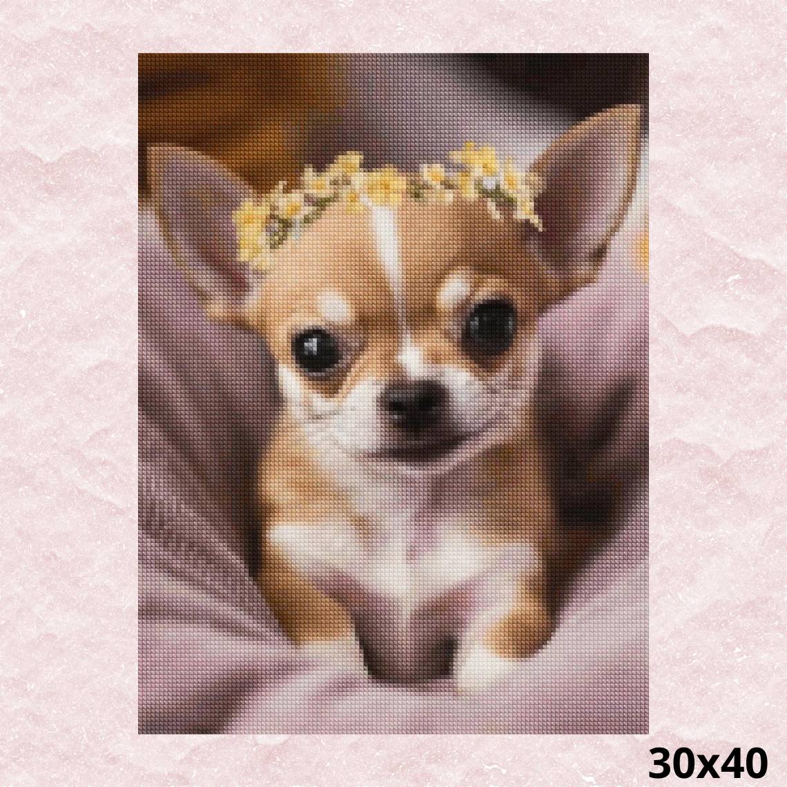 Puppy with Flower Crown 30x40 - Diamond Painting