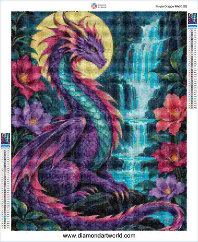 Purple Dragon - Diamond Painting Layout