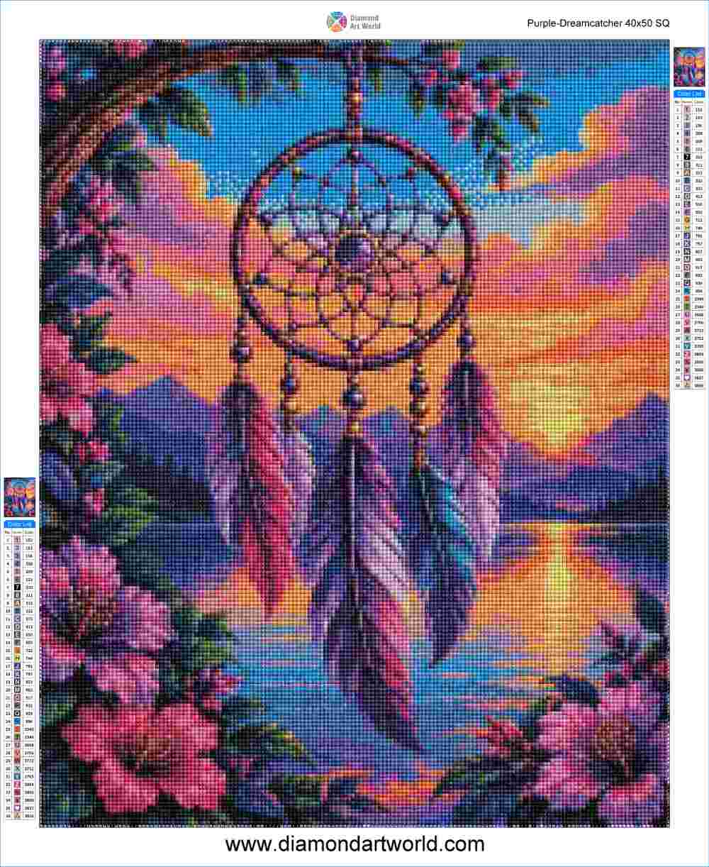 Purple Dreamcatcher - Diamond Painting Layout