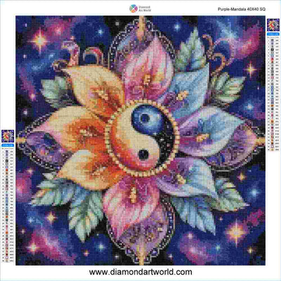 Purple Mandala - Diamond Painting Layout