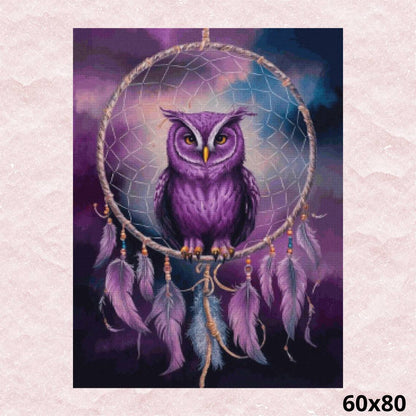 Purple Owl Dreamcatcher 60x80 - Diamond Painting