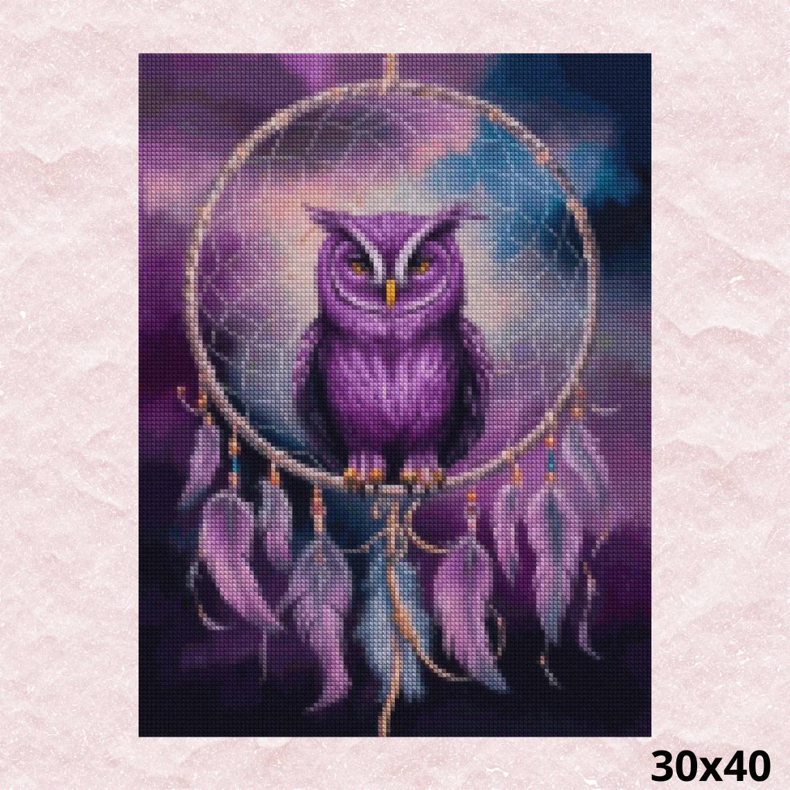 Purple Owl Dreamcatcher 30x40 - Diamond Painting