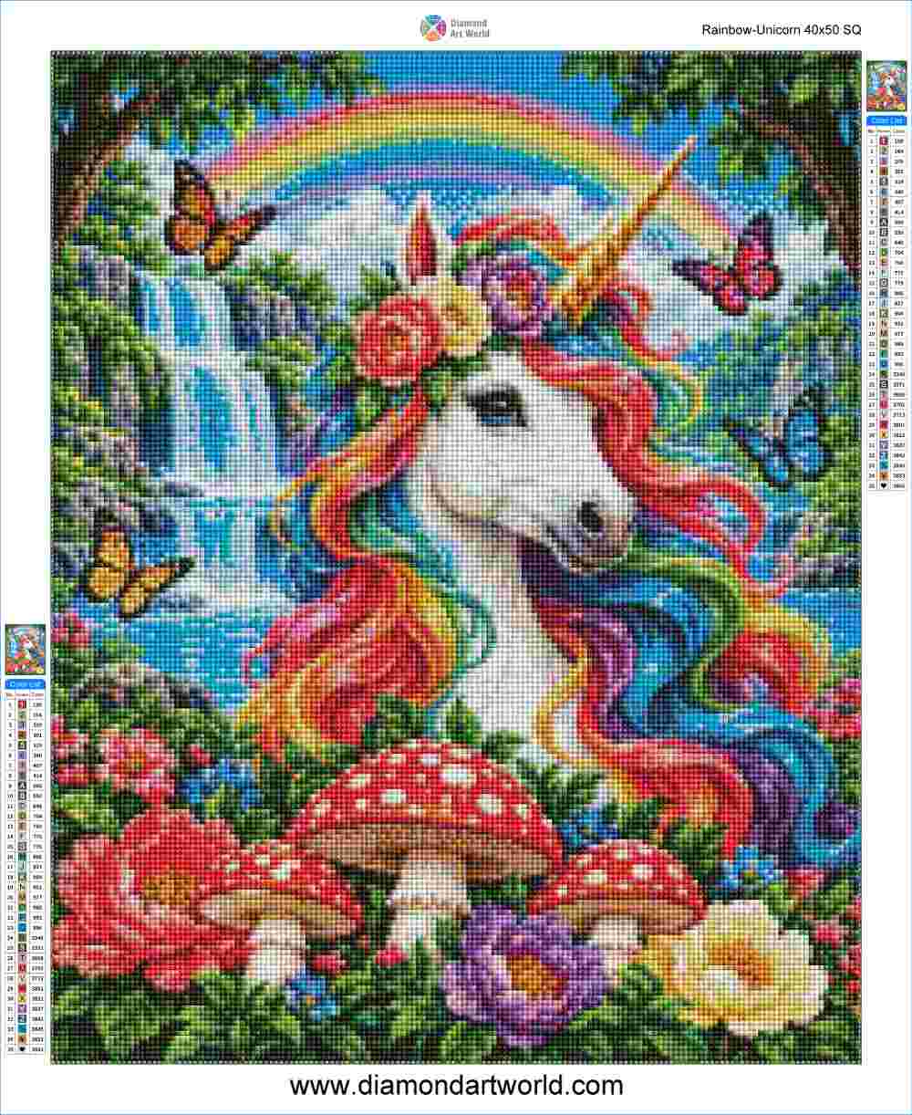 Rainbow Unicorn Diamond Painting Layout