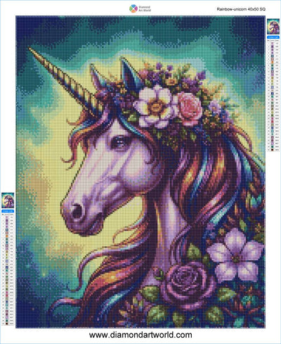 Rainbow Unicorn Diamond Painting Layout