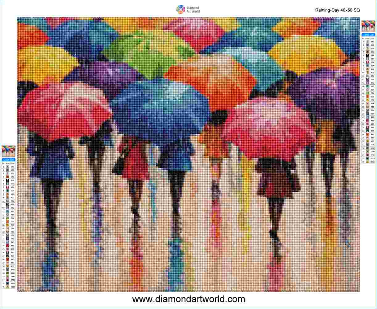 Raining Day - Diamond Painting Layout