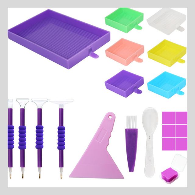 Rectangular Tray Toolset for Diamond Painting - Multicolor Variant B