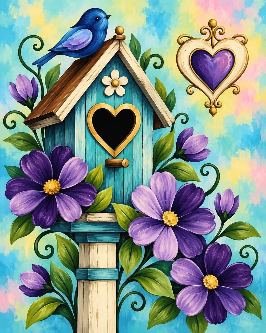 Romantic Hearts House – Diamond Painting