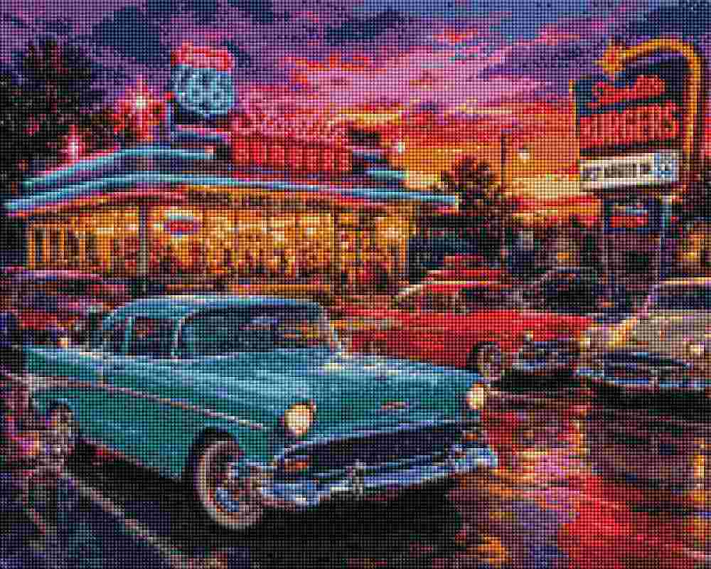 Route 66 Car Night - Diamond Art