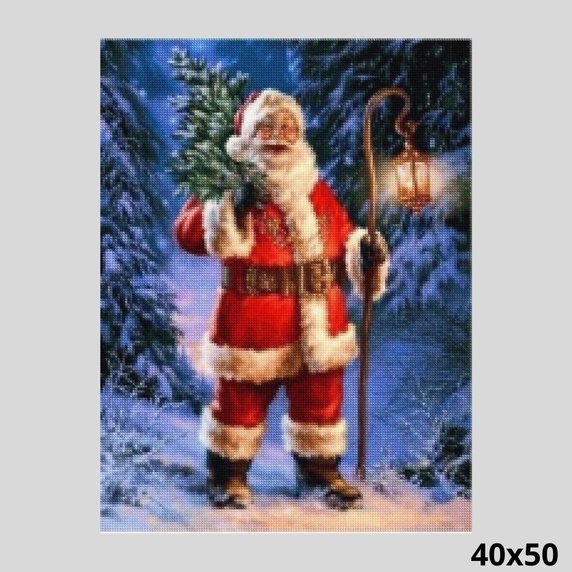 Santa Carries Christmas Tree 40x50 - diamond art