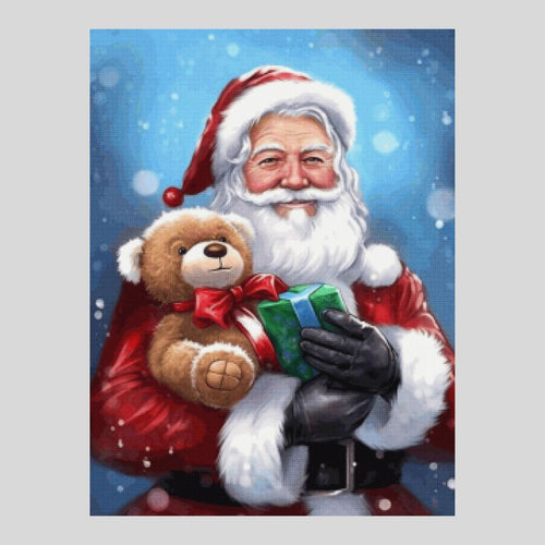 Santa with Teddy Bear - Diamond Painting