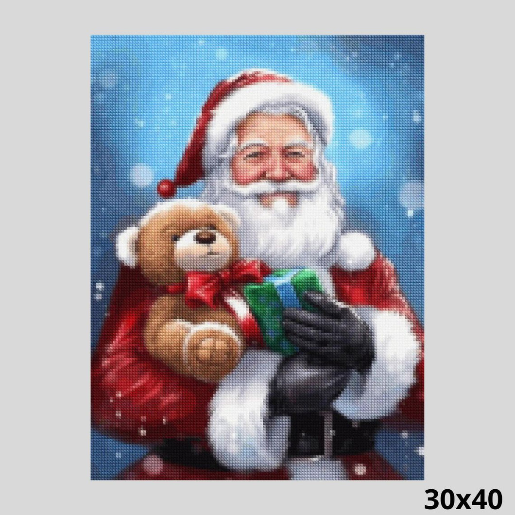 Santa with Teddy Bear 30x40 - Diamond Painting