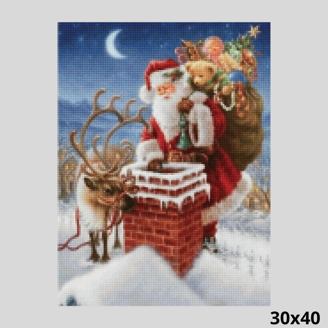 Santa on the Roof 30x40 - Diamond Art World