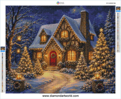Shining Christmas Lights around the House - Diamond Painting Layout