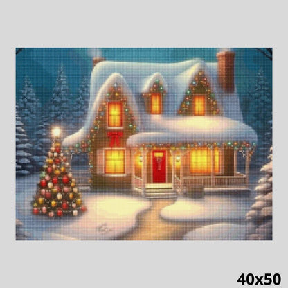 Shining Christmas Lights around the House 40x50 - Diamond Art