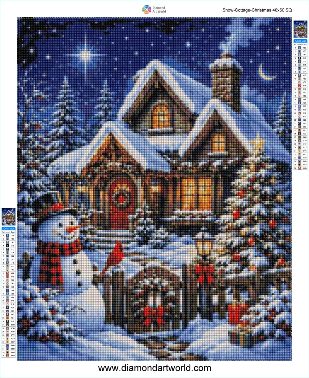 Snow Cottage Christmas - Diamond Painting Layout