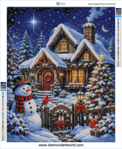 Snow Cottage Christmas - Diamond Painting Layout