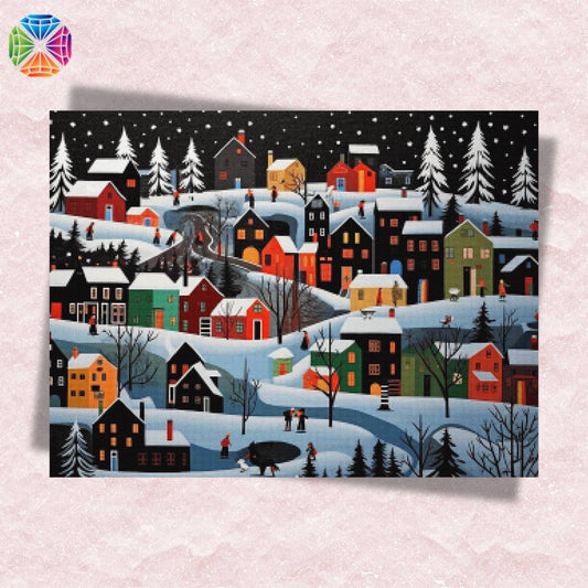 Snowy Christmas Village - Diamond Painting