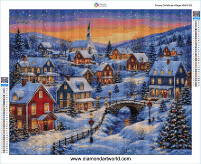 Snowy Christmas Village - Diamond Painting Layout