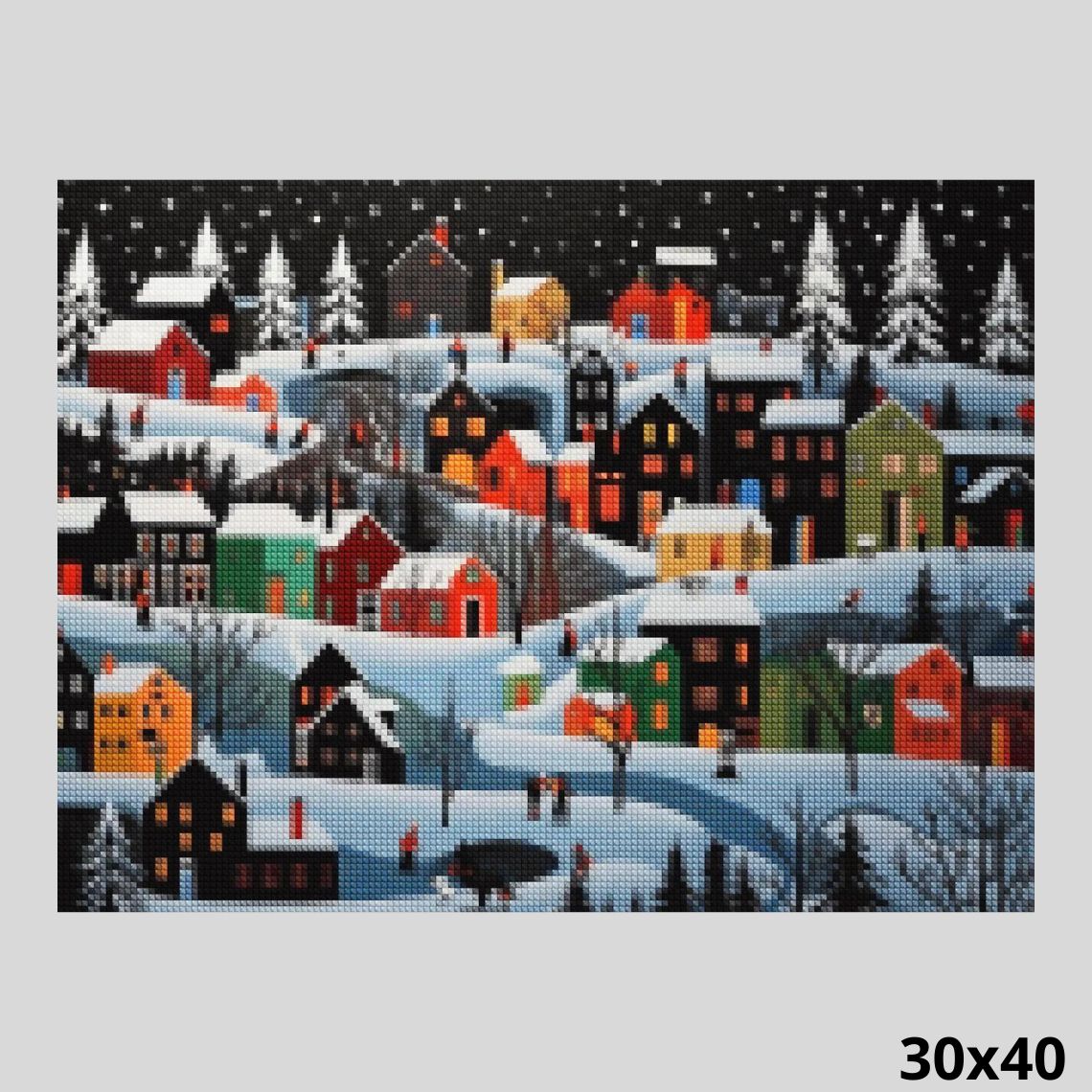 Snowy Christmas Village 30x40 Diamond Art World