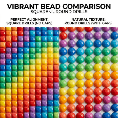 Comparison of square and round bead drills with text overlay.