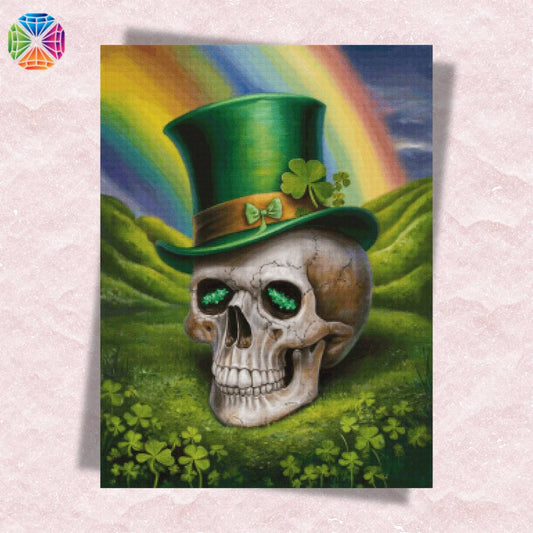 St. Patrick Skull with Green Hat - Diamond Painting