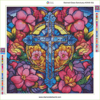 Stained Glass Sanctuary - Diamond Painting Layout