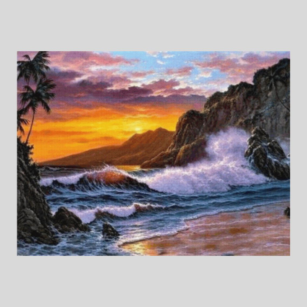 Sunset Waves Rocks - Diamond Painting