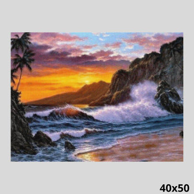 Sunset Waves Rocks 40x50 - Diamond Painting