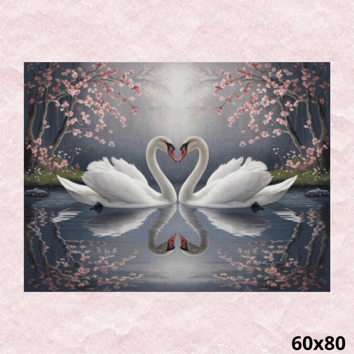 Swans Symbol of Love 60x80 - Diamond Painting