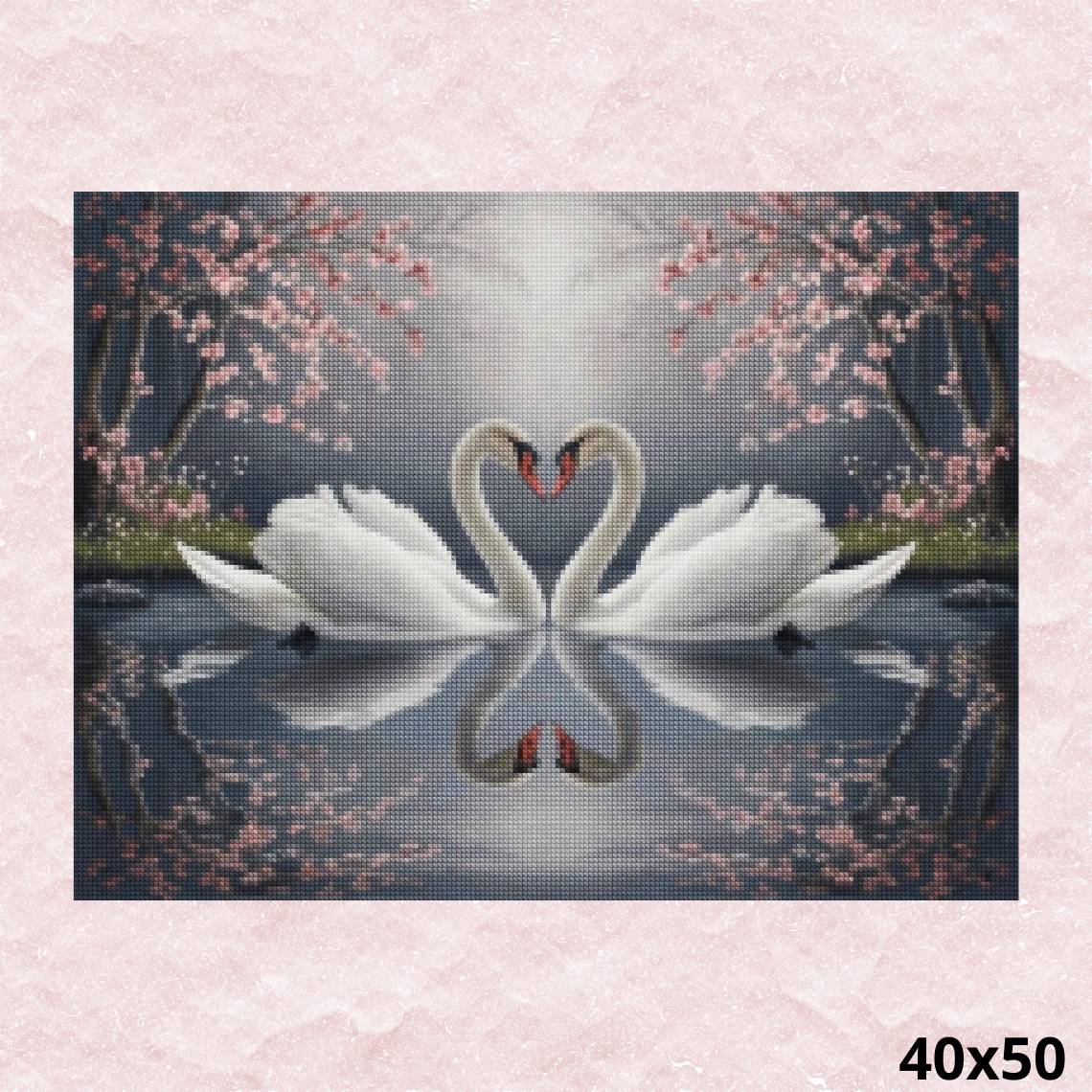 Swans Symbol of Love 40x50 - Diamond Painting