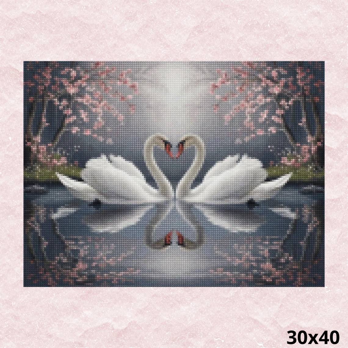 Swans Symbol of Love 30x40 - Diamond Painting