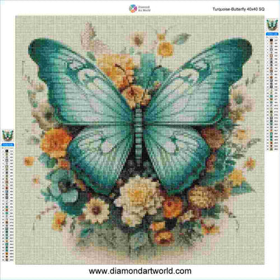Turquoise Butterfly - Diamond Painting Layout