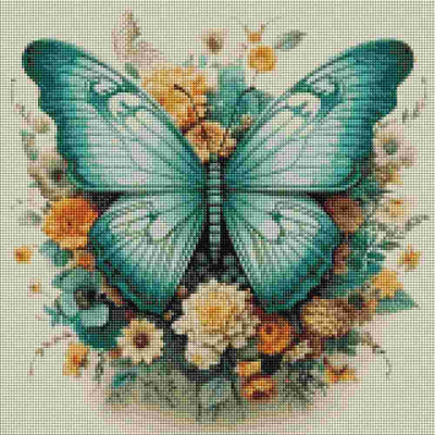 Turquoise Butterfly - Diamond Art