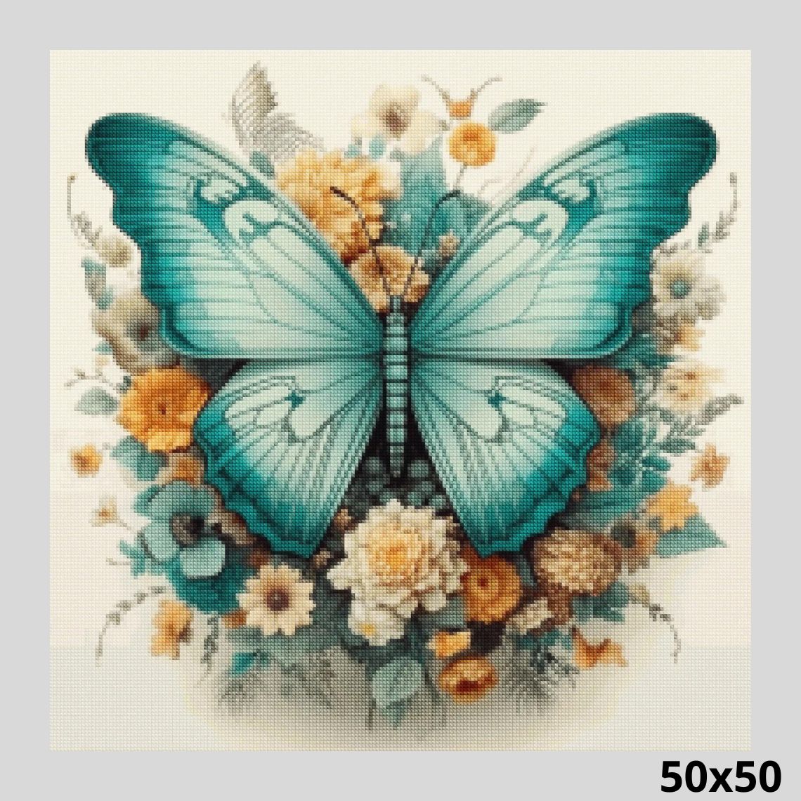 Turquoise Butterfly 50x50 - Diamond Art World