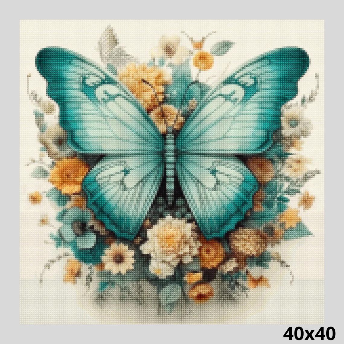 Turquoise Butterfly 40x40 - Diamond Art World