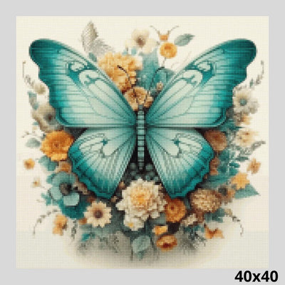 Turquoise Butterfly 40x40 - Diamond Art World