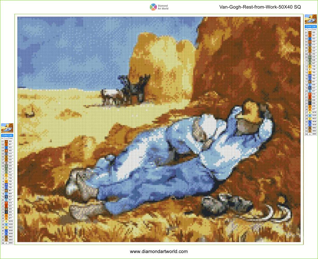 Van Gogh Rest from Work - Diamond Painting Layout