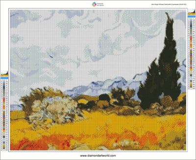 Van Gogh Wheat Field with Cypresses - Diamond Painting Layout
