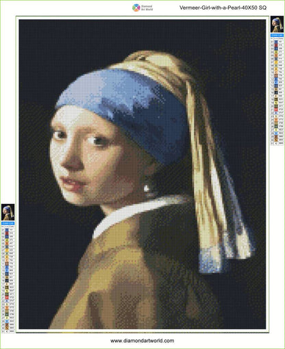 Vermeer Girl with a Pearl - Diamond Painting Layout