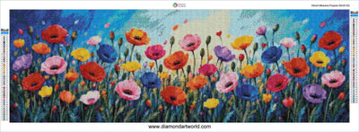 Vibrant Meadow Poppies - Diamond Painting Layout