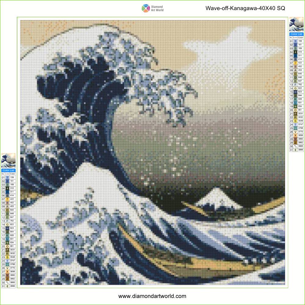 The Great Wave off Kanagawa Diamond Painting Layout