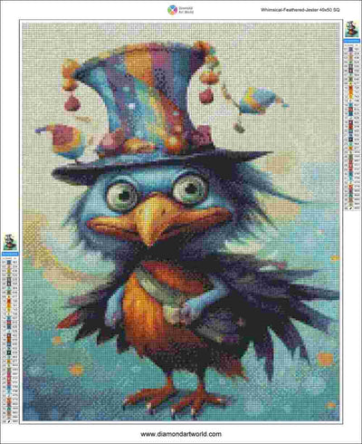 Whimsical Feathered Jester - Diamond Painting Layout