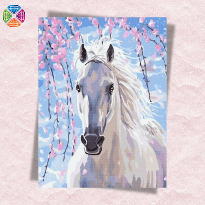 White Horse in Spring - Diamond Painting