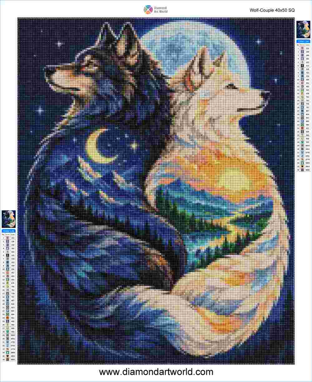 Wolf Couple - Diamond painting layout
