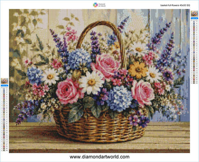 Basket Full of Flowers - Diamond Painting Layout