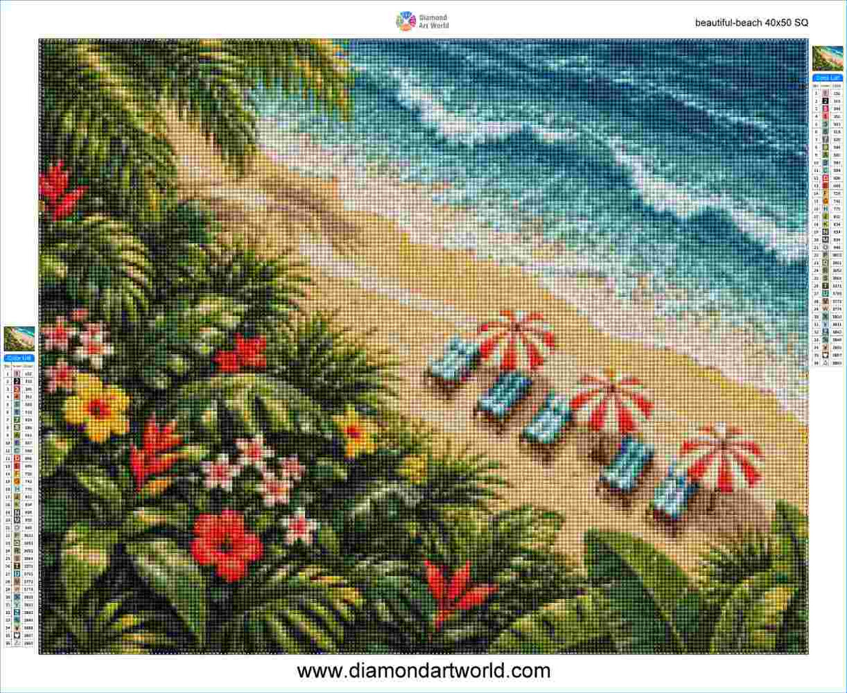 Beautiful Beach - Diamond Painting Layout