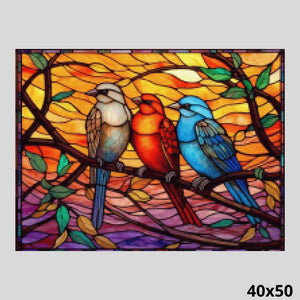 Birds Stained Glass 40x50 - Diamond Painting