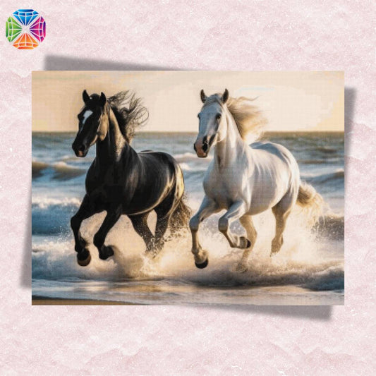 Black and White Horses - Diamond Painting