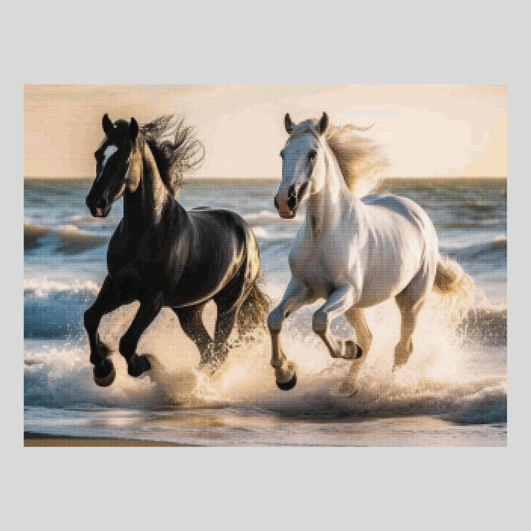 Black and White Horses - Diamond Painting