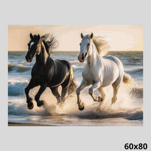 Black and White Horses 60x80 - Diamond Painting